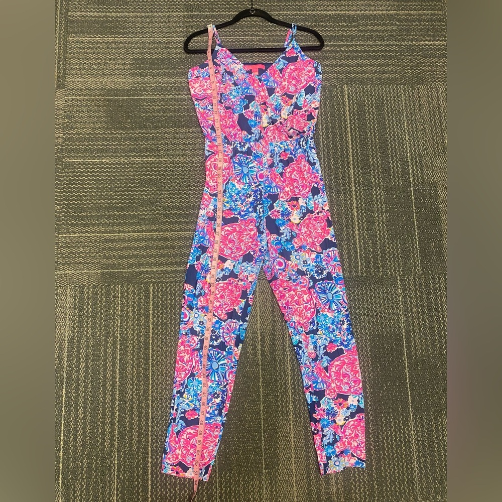 Lilly Pulitzer Dante Jumpsuit Stretchy High Tide Navy Turtle Amazement Size  S - Picture 14 of 16